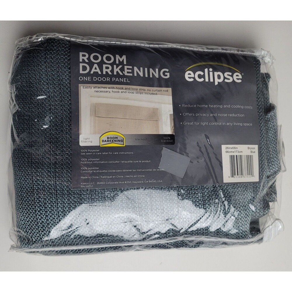 NEW Eclipse Bryson Blue Room Darkening blackout French door panel '26x68'  #BT2